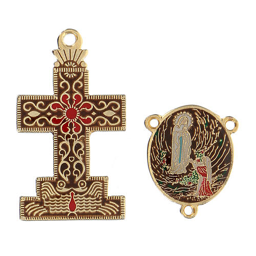 Cruz cruce Virgen Lourdes rosario hecho con bricolaje 1
