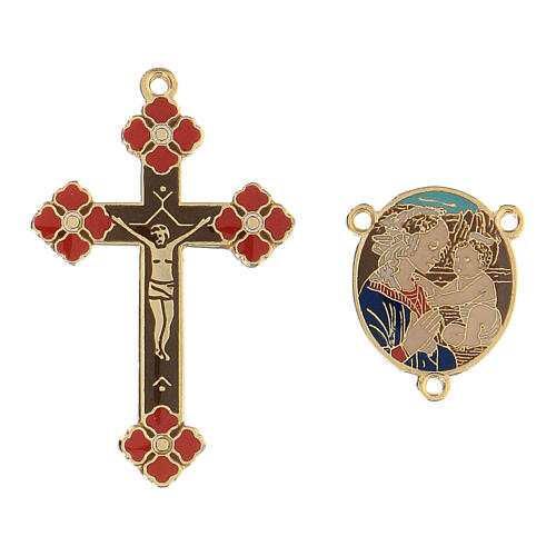 Krzyż i łącznik Madonna z Dzieciątkiem, różaniec do samodzielnego wykonania 1