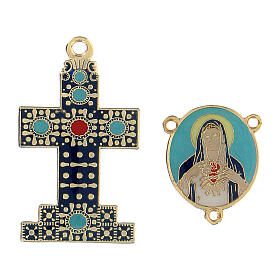 Cross, pendant with Sacred Heart of Mary DIY rosary