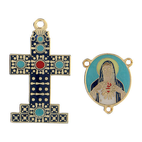 Cross, pendant with Sacred Heart of Mary DIY rosary 1