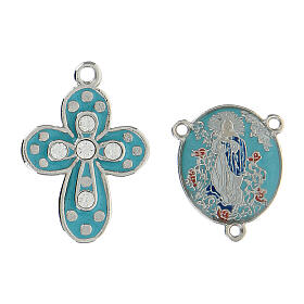Cross, pendant with Ascended Virgin strass DIY rosary