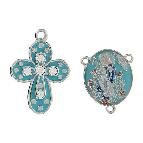 Cross, pendant with Ascended Virgin strass DIY rosary 1