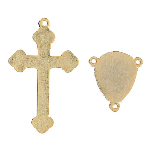 Croix et médaille dorées turquoise Christ Ressuscité bricolage chapelet 2