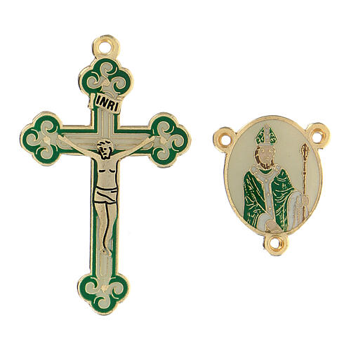 Anhänger-Set gold Kreuz und heiliger Patrick, grün 1