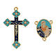 Cruz e passador Nossa Senhora com Menino Jesus fundo azul claro, artigos para terços s1