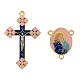 Anhänger-Set gold Kreuz und Maria mit dem Jesuskind, rosa s1