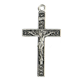Zamak metal rosary cross with leaves 5x2.5 cm
