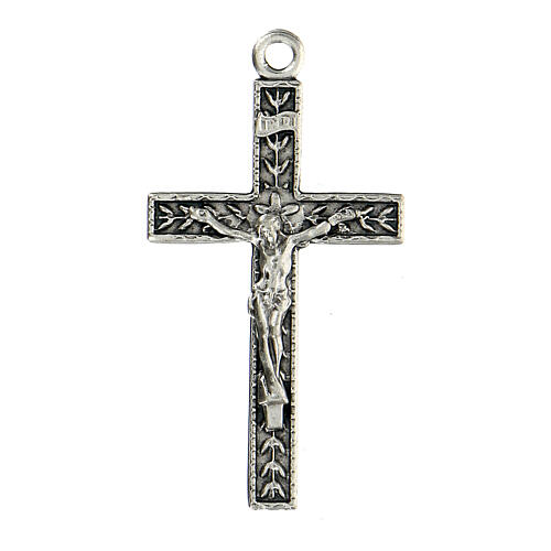 Zamak metal rosary cross with leaves 5x2.5 cm 1
