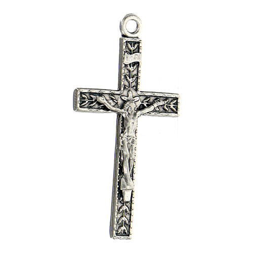 Zamak metal rosary cross with leaves 5x2.5 cm 2