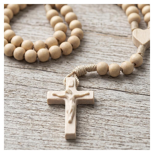 Rosary Crucifix 3 cm Natural Val Gardena Wood 2