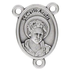 Silver-plated Carlo Acutis medal for DIY rosaries, 0.8x0.7 in
