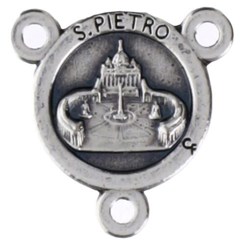 Médaille centrale ronde 10 mm en zamak argenté avec Pape Léon XIV et Basilique Saint‑Pierre 3