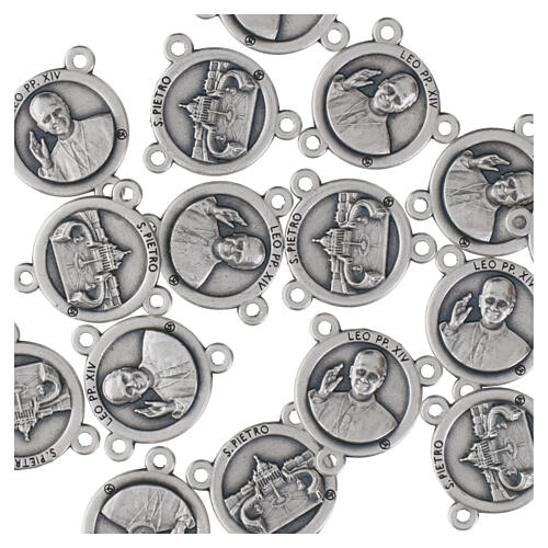 0.6-inch round silver‑plated zamak rosary medal, Pope Leo XIV and St. Peter's Basilica 4