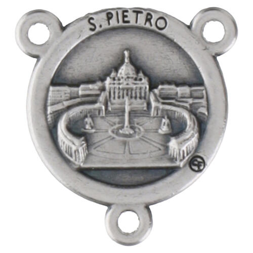 Medalha central redonda 15 mm em zamak prateada Papa Leão XIV e Basílica de São Pedro 3