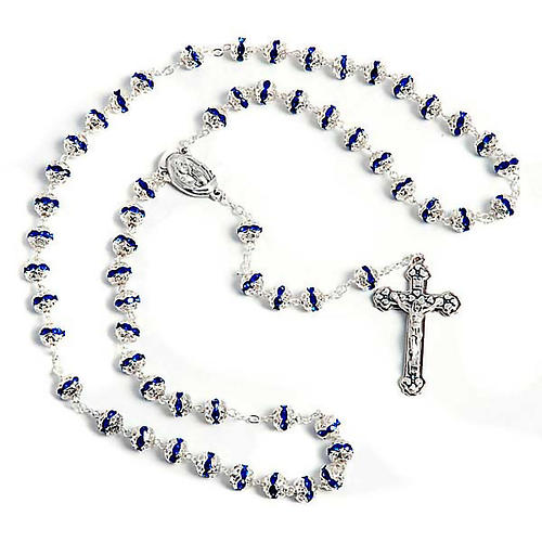 Blue metal and strass rosary 1