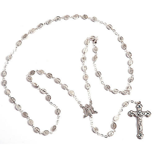 Oval beads metal rosary 1