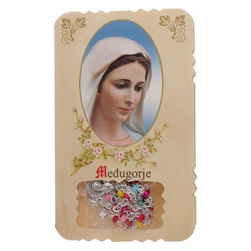 Rosario con pieghevole Madonna di Medjugorje e misteri rosario 1