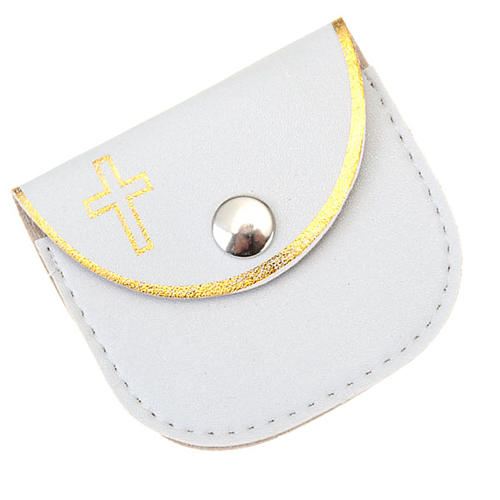 Golden cross leatherette rosary case 1