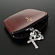 Brown rosary case with golden cross s2