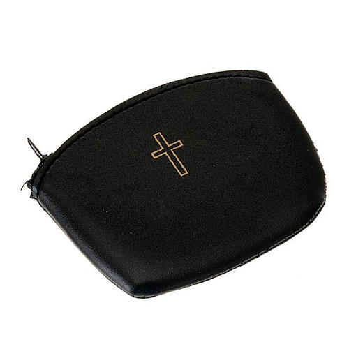 Brown rosary case with golden cross 5