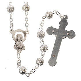 Rosary beads in metal filigree, silver colour, 6mm.