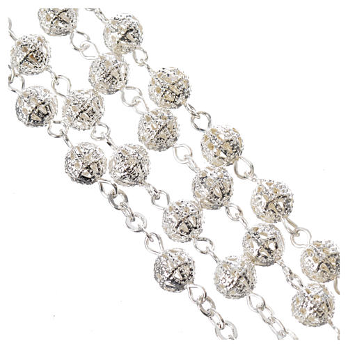 Rosary beads in metal filigree, silver colour, 6mm. 6