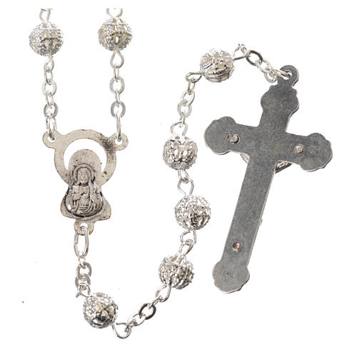 Rosary beads in metal filigree, silver colour, 6mm. 5
