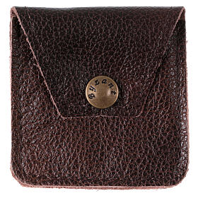 Leather rosary case, brown