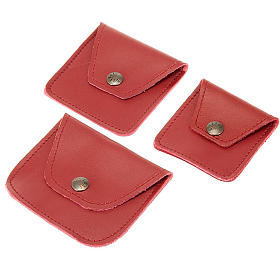 Leather rosary case, maroon