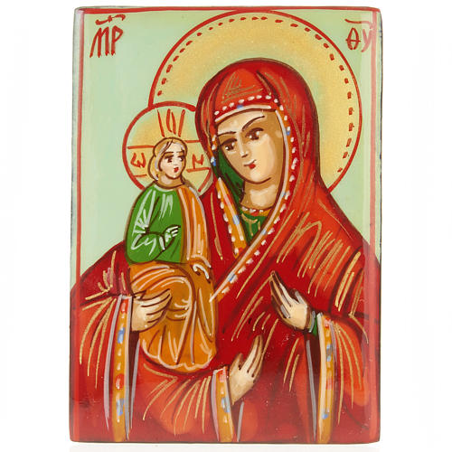 Porta rosario ícono pintado Virgen con el Niño 2