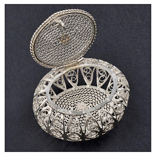 Rosenkranzetui aus 800er Silber, Filigran, ovale Form 2