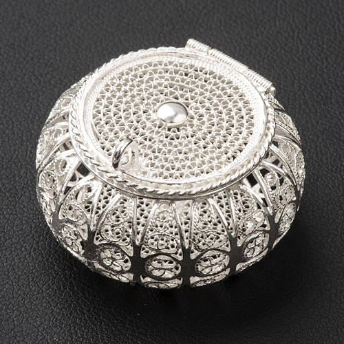 Rosenkranzetui aus 800er Silber, Filigran, runde Form 2