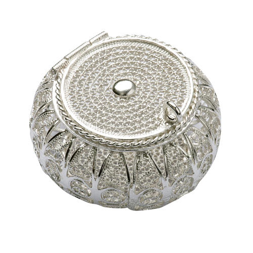 Rosary case, round in 800 silver filigree 1