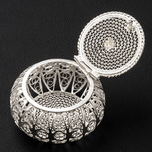 Rosary case, round in 800 silver filigree 3