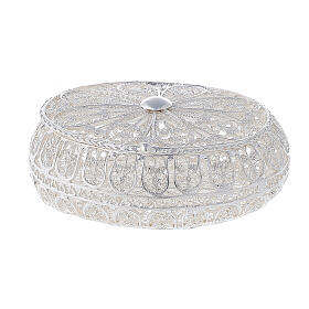 Oval rosary case of 800 silver filigree 5.5x4.5 cm