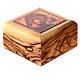 Caja para rosario madera de olivo Tierra Santa Virgen niño s3