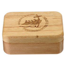 Rosary box with official Jubilee 2025 logo in wood