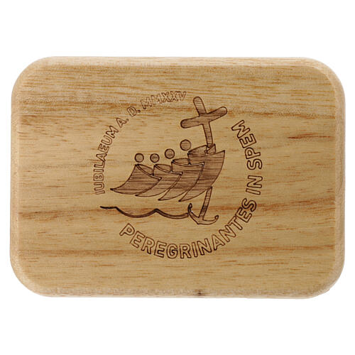 Rosary box with official Jubilee 2025 logo in wood 2