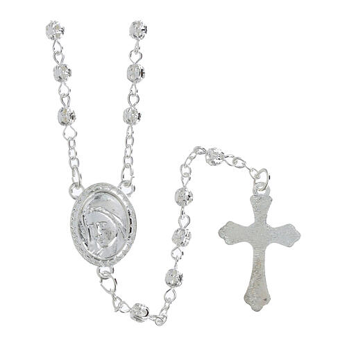 Rosary box with Jubilee logo gold background  and metal rosary, 4x5 cm 4