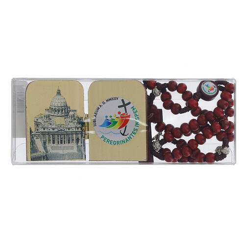 Conjunto quadrinho Jubileu madeira e terço madeira vermelha 3