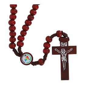 Jubilee rosary set with wooden red rosary and plaque