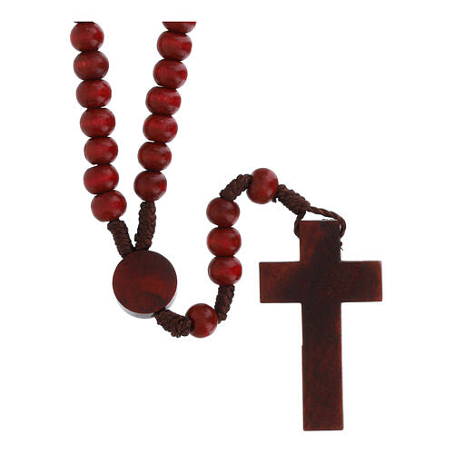 Jubilee rosary set with wooden red rosary and plaque 4