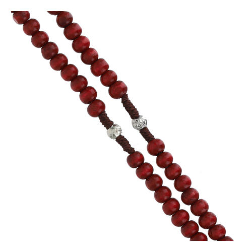 Jubilee rosary set with wooden red rosary and plaque 6
