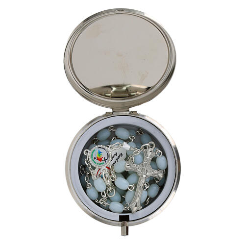 Porta terço Jubileu metal 6 cm e terço 2