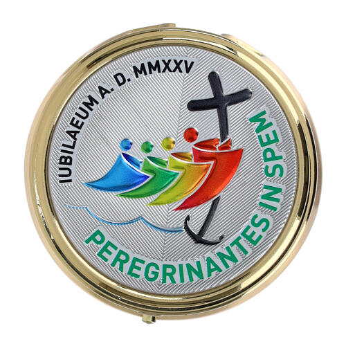 Jubiläums-Rosenkranzetui goldenes Metall 6 cm mit Rosenkranz 1