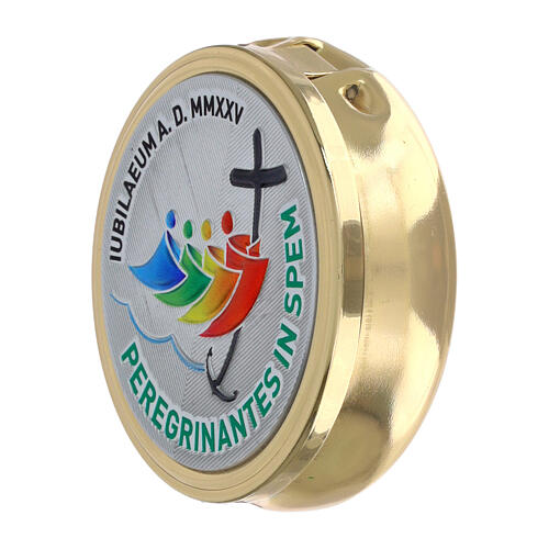 Jubiläums-Rosenkranzetui goldenes Metall 6 cm mit Rosenkranz 4