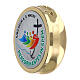 Porta terço Jubileu metal dourado 6 cm com terço s4
