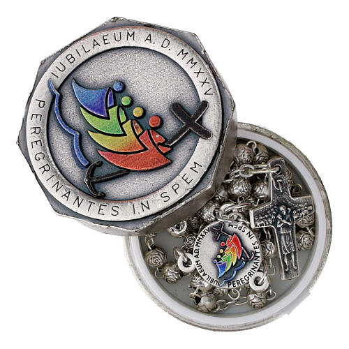 Caja para rosario y rosario Jubileo 2025 zamak 5 cm 5