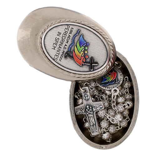 Étui à chapelet 5x3 cm avec chapelet médaille Jubilé 2025 en zamak 5