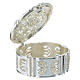 Silvered Metal Rosary Box with Floral Patterns and Zircons s2
